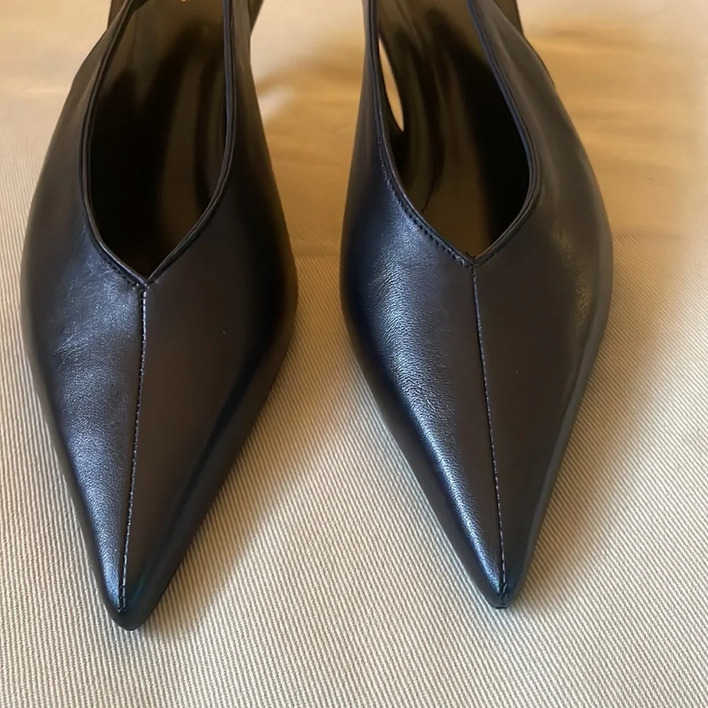 Anine Bing Sleek Black Slingback Heels - Picture 7 of 14